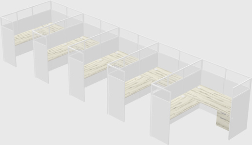 Shared l-shaped cubicle