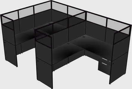 Shared l-shaped cubicle
