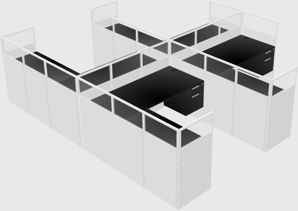 Shared l-shaped cubicle