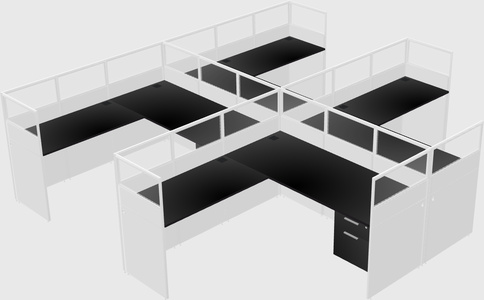 Shared l-shaped cubicle