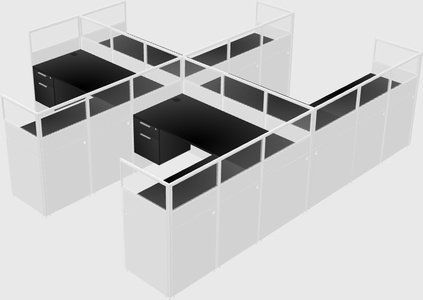 Shared l-shaped cubicle