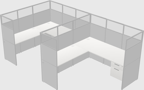 Shared l-shaped cubicle