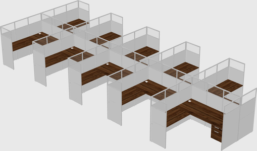 Shared l-shaped cubicle