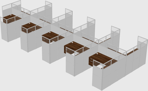 Shared l-shaped cubicle