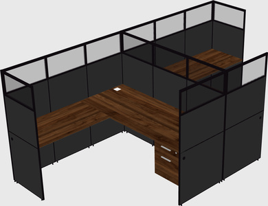 Shared l-shaped cubicle