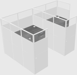 Shared l-shaped cubicle
