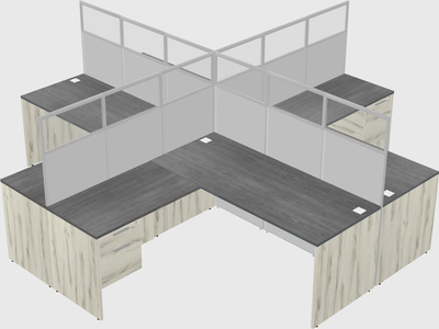 Shared l-shaped cubicles