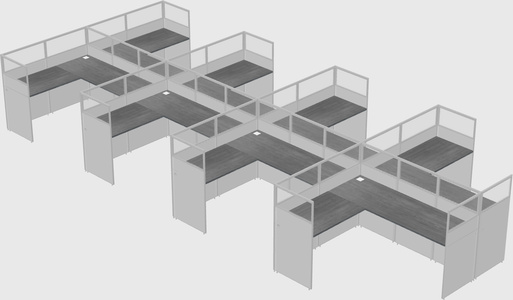 Shared l-shaped cubicle