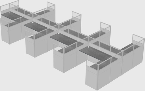 Shared l-shaped cubicle