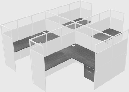 Shared l-shaped cubicle
