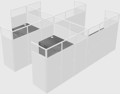Shared l-shaped cubicle