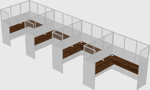 Shared l-shaped cubicle