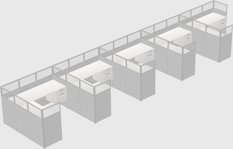 Shared l-shaped cubicle