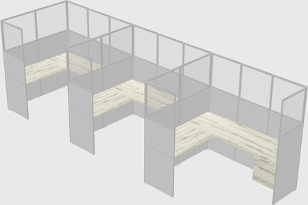 Shared l-shaped cubicle