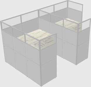 Shared l-shaped cubicle