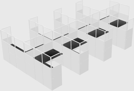 Shared l-shaped cubicle