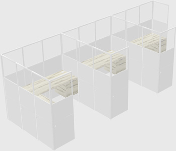 Shared l-shaped cubicle