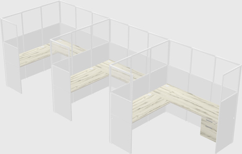 Shared l-shaped cubicle