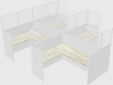 Shared l-shaped cubicle