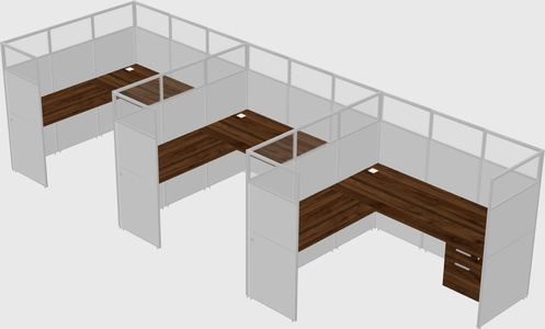 Shared l-shaped cubicle