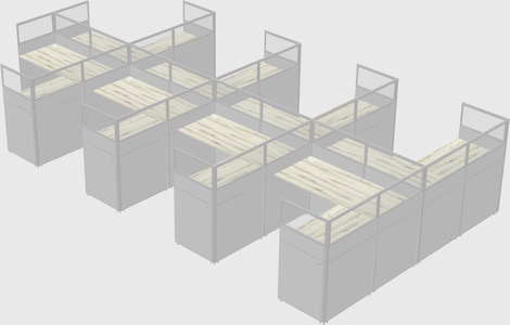 Shared l-shaped cubicle