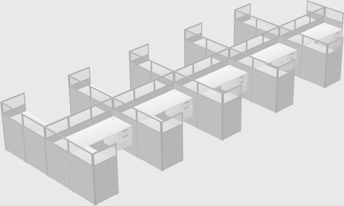 Shared l-shaped cubicle