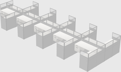 Shared l-shaped cubicle