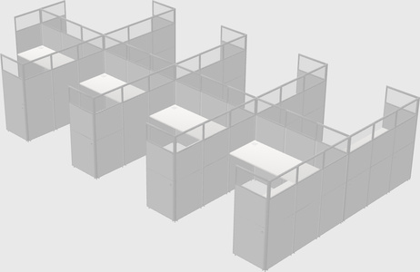 Shared l-shaped cubicle