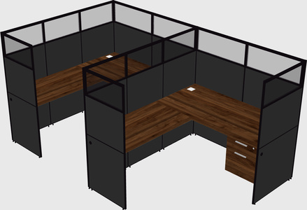 Shared l-shaped cubicle