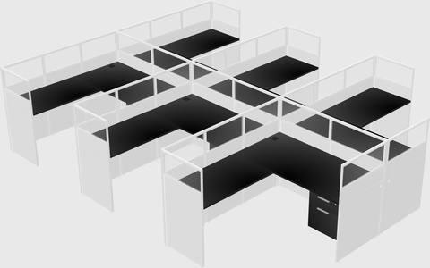 Shared l-shaped cubicle