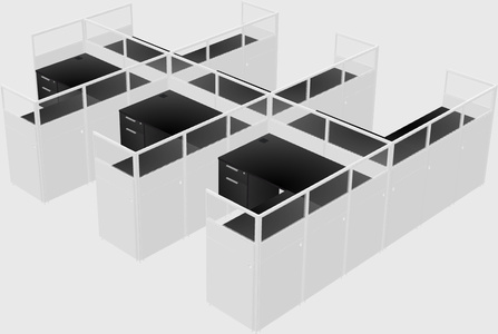 Shared l-shaped cubicle