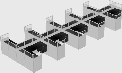 Shared l-shaped cubicle