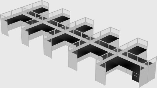 Shared l-shaped cubicle