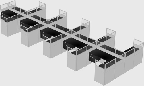Shared l-shaped cubicle