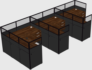 Shared l-shaped cubicle