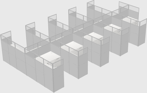 Shared l-shaped cubicle