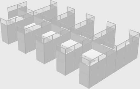 Shared l-shaped cubicle
