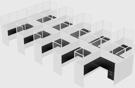 Shared l-shaped cubicle