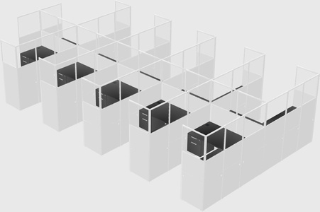 Shared l-shaped cubicle