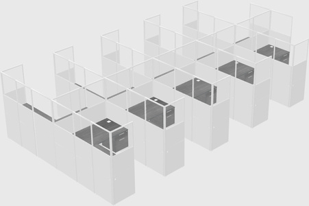 Shared l-shaped cubicle
