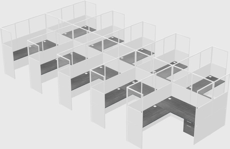 Shared l-shaped cubicle
