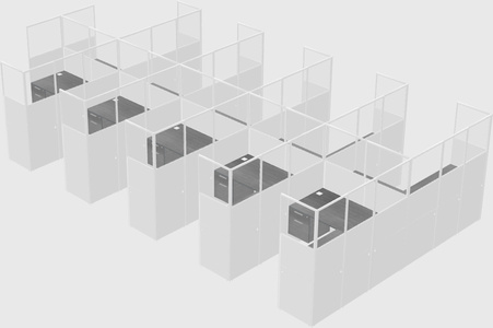 Shared l-shaped cubicle