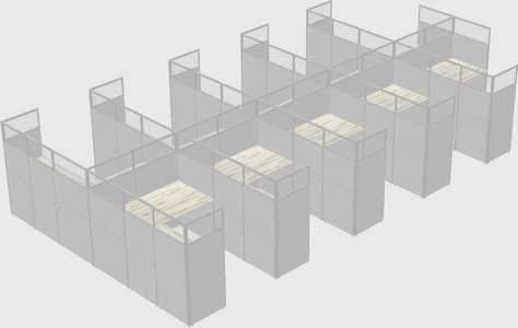 Shared l-shaped cubicle