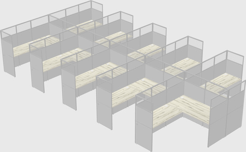 Shared l-shaped cubicle