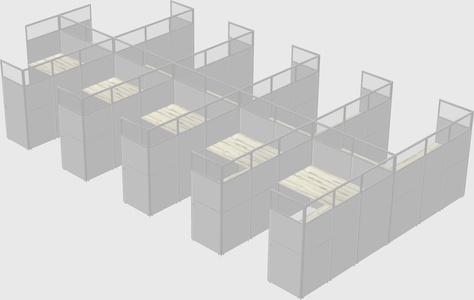 Shared l-shaped cubicle