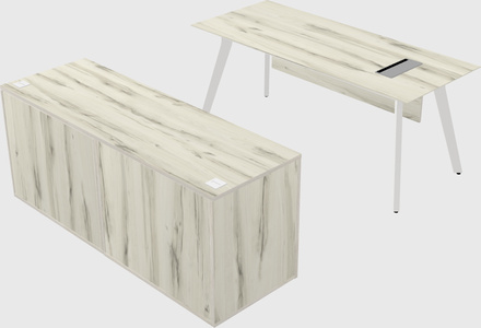 Parallel desk with credenza