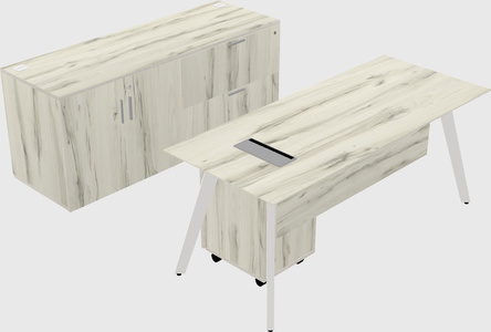 Parallel desk with credenza