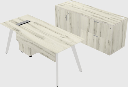 Parallel desk with credenza