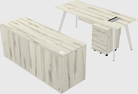 Parallel desk with credenza