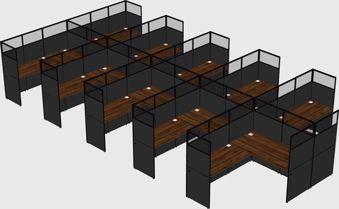 Shared l-shaped cubicle
